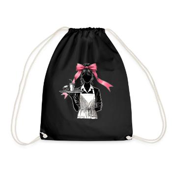 Coquette Bow Lunch Lady Cafeteria Worker Mom - Drawstring Bag - black - Front