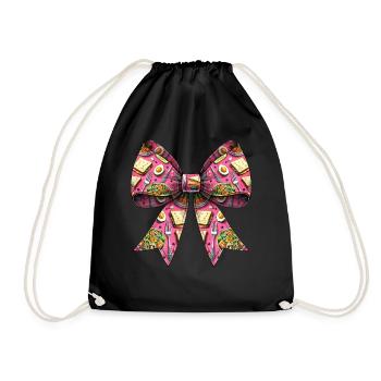 Coquette Bow Lunch Lady Cafeteria Worker - Drawstring Bag - black - Front