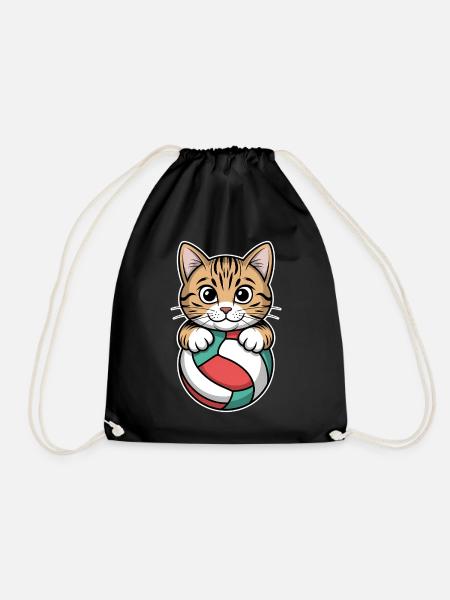 Volleyball Katze Lustiges Volleyball Geschenk - Turnbeutel - Schwarz