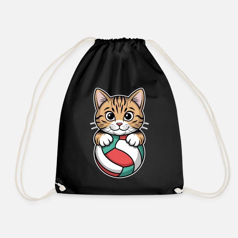 Volleyball Katze Lustiges Volleyball Geschenk - Turnbeutel - Schwarz