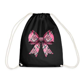 Coquettish Bow Masonic Symbols Freemasonry Mom - Drawstring Bag - black - Front