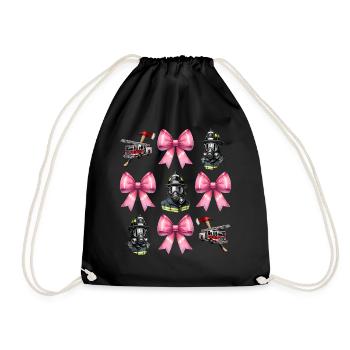Coquette Bow Fire Fighting Firefighter - Drawstring Bag - black - Front