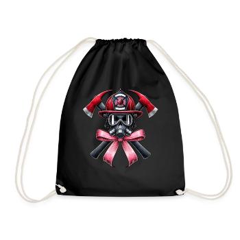 Coquette Bow Firefighter Firefighter Mom - Drawstring Bag - black - Front