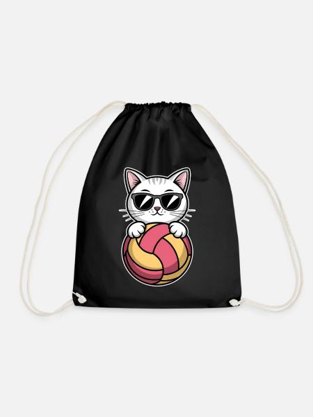 Chat de volley-ball drôle de cadeau de volley-ball - Sac de sport léger - noir