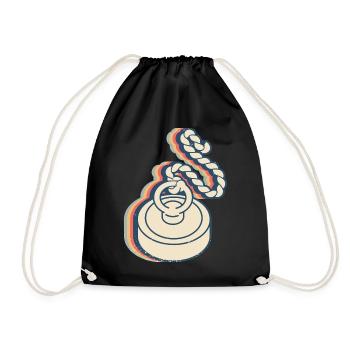 Magnet Fishing Magnet Fisherman Retro Line Art - Drawstring Bag - black - Front
