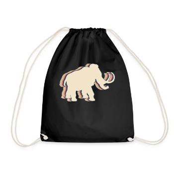 Mammut Elefant Retro Line Art - Turnbeutel - Schwarz - Vorne
