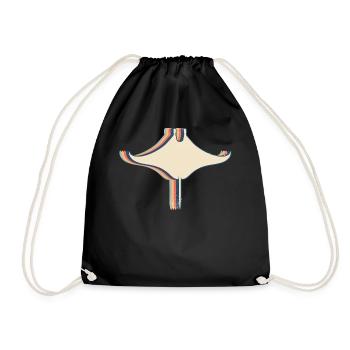 Manta Rochen Stachelrochen Retro Line Art - Turnbeutel - Schwarz - Vorne