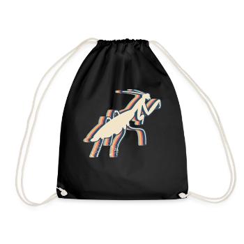 Mantis Praying Mantis Insect Retro Line Art - Drawstring Bag - black - Front