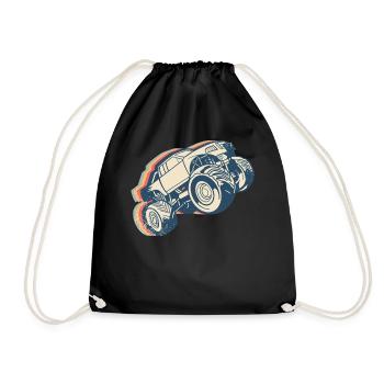 Monster Truck Offroad Quad Retro Line Art - Drawstring Bag - black - Front