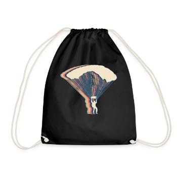 Paragliding Paragliding Parachute Retro - Drawstring Bag - black - Front