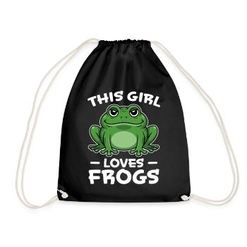 Frosch Spruch Mädchen Lustiges Frösche Geschenk - Turnbeutel - Schwarz - Vorne