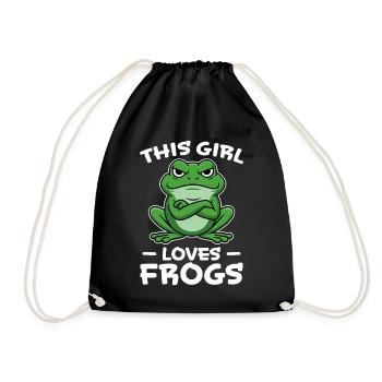 Frosch Spruch Mädchen Lustiges Frösche Geschenk - Turnbeutel - Schwarz - Vorne