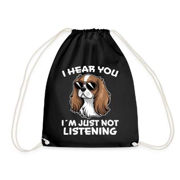 Cavalier King Charles Spaniel Saying Dog Gift - Drawstring Bag - black - Front