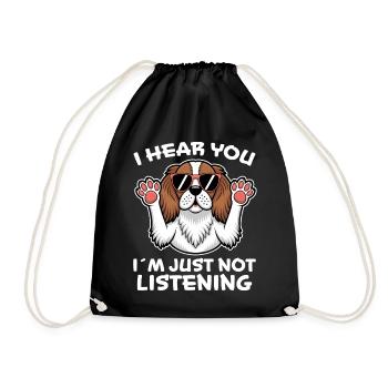 Cavalier King Charles Spaniel Saying Dog Gift - Drawstring Bag - black - Front