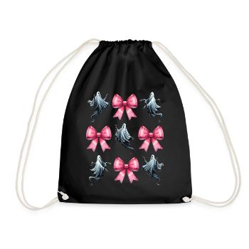 Coquettish Bow Ghost Ghost Spooky - Drawstring Bag - black - Front