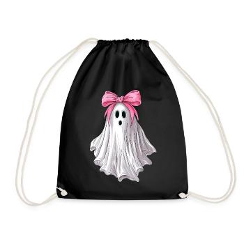 Coquettish Bow Ghost Ghost Spooky - Drawstring Bag - black - Front