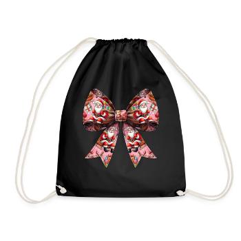 Coquette Bow Santa Weihnachten Weihnachtsmann - Turnbeutel - Schwarz - Vorne