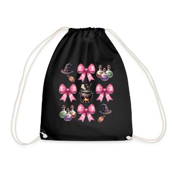 Coquette Arc Sorcière Chapeau Chaudron Spooky Halloween - Sac de sport léger - noir - Devant