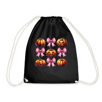 Coquette Bow Pumpkin Pink Spooky Halloween Mom - Drawstring Bag - black - Front