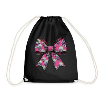 Coquettish Bow Zombie Pattern Spooky Halloween - Drawstring Bag - black - Front