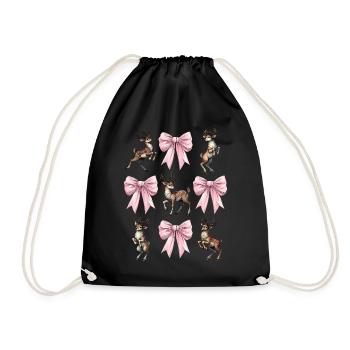Coquette Bow Reindeer Christmas - Drawstring Bag - black - Front