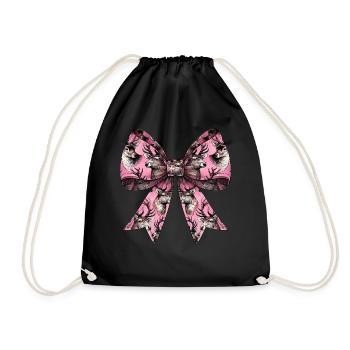 Coquette Bow Reindeer Pattern Christmas - Drawstring Bag - black - Front