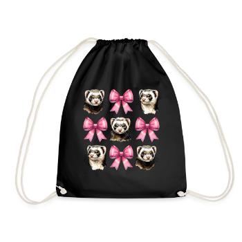 Coquette Bogen Frettchen niedlich rosa Mädchen Mom - Turnbeutel - Schwarz - Vorne