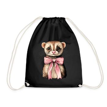 Coquette Bogen Frettchen niedlich rosa Mädchen Mom - Turnbeutel - Schwarz - Vorne