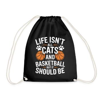 Basketball Saying Cat Funny Basketball Gift - Drawstring Bag - black - Front