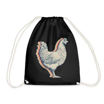Poulet Ferme Fermier Agriculture Rétro Line Art - Sac de sport léger - noir - Devant