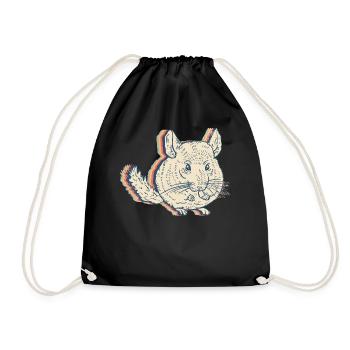 Chinchilla Haustier Retro Line Art - Turnbeutel - Schwarz - Vorne