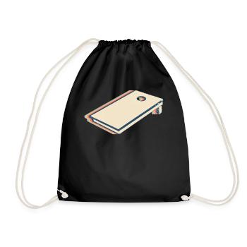 Cornhole Corn Hole Board Team Player Retro - Drawstring Bag - black - Front