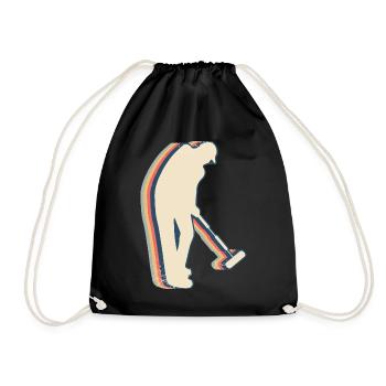Croquet Player Team Retro Line Art - Drawstring Bag - black - Front