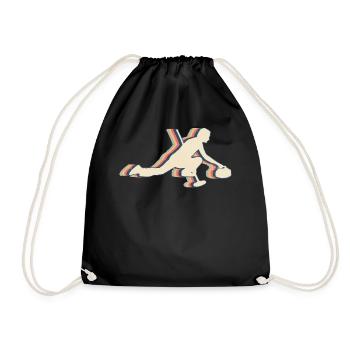 Curlingstein Spieler Retro Line Art - Turnbeutel - Schwarz - Vorne