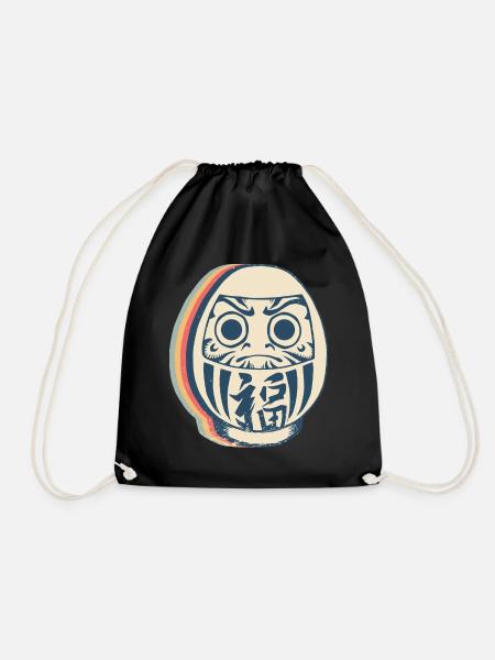 Daruma Puppe Japan Retro Line Art - Turnbeutel - Schwarz