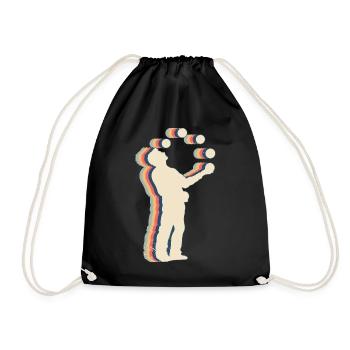 Juggling Juggler Circus Retro Line Art - Drawstring Bag - black - Front