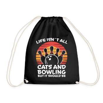 Bowling Spruch Katzen Lustiges Bowling Geschenk - Turnbeutel - Schwarz - Vorne