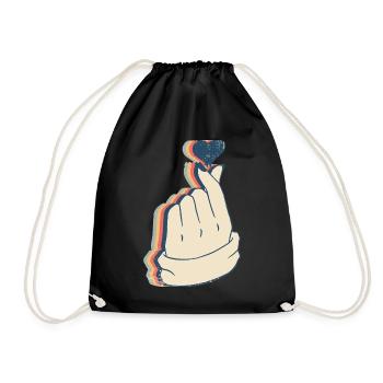 Saranghae Kpop Doigt Coeur Kdrama Rétro Line Art - Sac de sport léger - noir - Devant