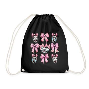 Coquettish Bow Theater Mask Drama Comedy - Drawstring Bag - black - Front