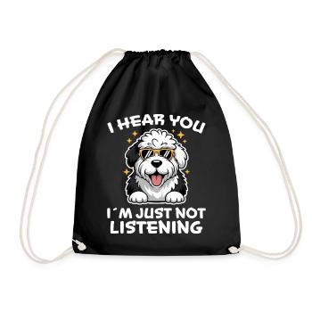 Old English Sheepdog Saying Joke Sheepdog Gift - Drawstring Bag - black - Front
