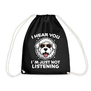 Old English Sheepdog Saying Joke Sheepdog Gift - Drawstring Bag - black - Front