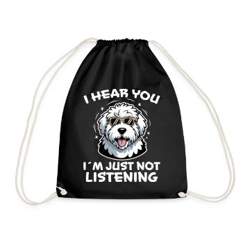 Old English Sheepdog Saying Joke Sheepdog Gift - Drawstring Bag - black - Front