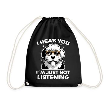 Old English Sheepdog Saying Joke Sheepdog Gift - Drawstring Bag - black - Front