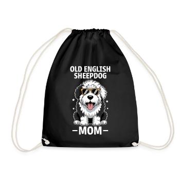 Old English Sheepdog Saying Joke Sheepdog Gift - Drawstring Bag - black - Front