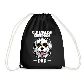 Old English Sheepdog Saying Joke Sheepdog Gift - Drawstring Bag - black - Front