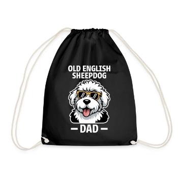 Old English Sheepdog Saying Joke Sheepdog Gift - Drawstring Bag - black - Front