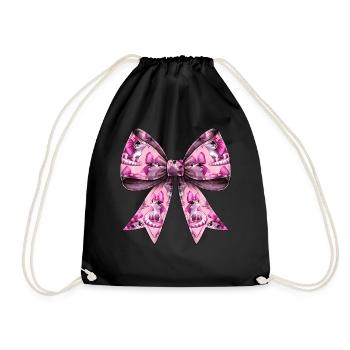 Coquette Bow Crested Gecko Lizard Pattern Mom Girl - Drawstring Bag - black - Front