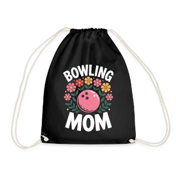 Bowling Saying Mom Funny Bowling Gift - Drawstring Bag - black - Front