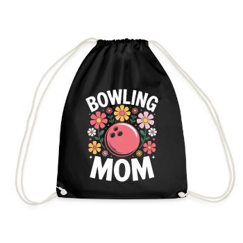 Bowling Saying Mom Funny Bowling Gift - Drawstring Bag - black - Front