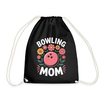 Bowling Saying Mom Funny Bowling Gift - Drawstring Bag - black - Front